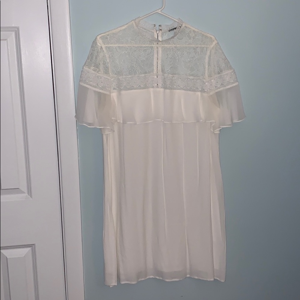 High neck white dress